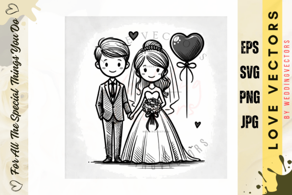 C3862: Capturing Wedding Romance in Vector Art