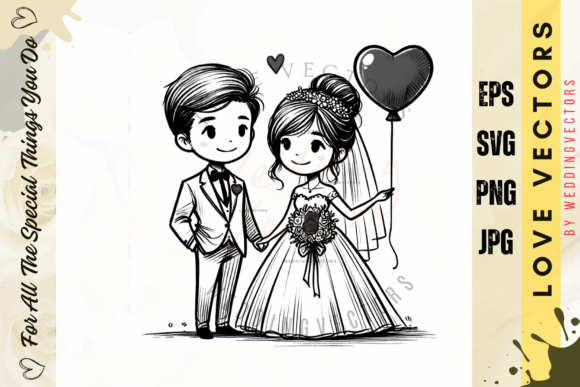 C3916: Crafting Timeless Romance with Wedding Couple and Love Vectors