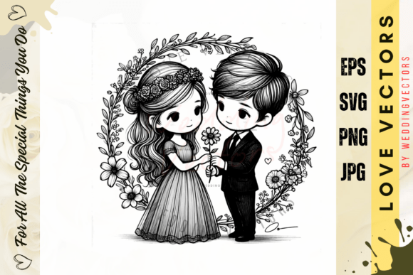 C4079: Blending Minimalist Vectors with Wedding Elegance