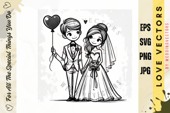 Capturing Romance: The C3884 Wedding Couple and Love Vectors