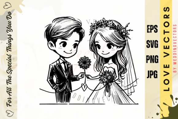 Celebrate Matrimonial Art with Wedding Couple and Love Vectors - C417