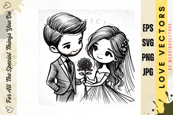 Elegant Wedding Design: C392 Couple & Love Vectors