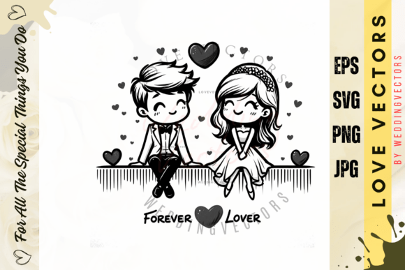 Modern Romance in Design: The Wedding Couple and Love Vectors