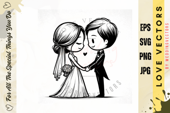 Modern Romance in Vectors: The C4088 Editorial Wedding Illustration