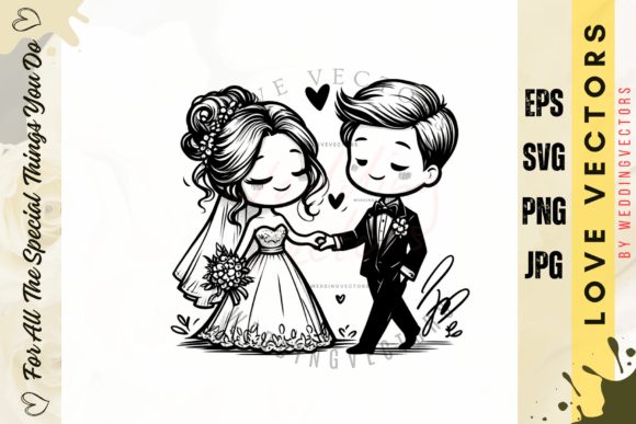 Wedding Couple and Love Vectors - C3925: Capturing Matrimonial Bliss