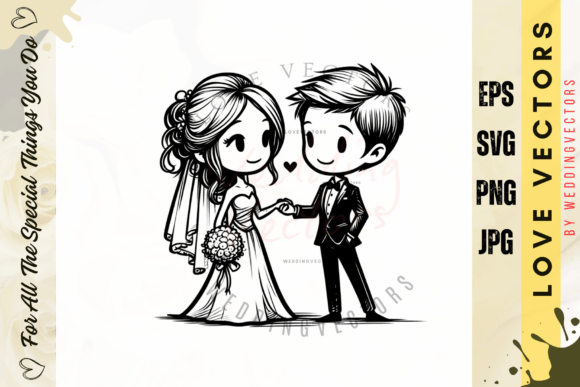 Wedding Couple and Love Vectors - C3931