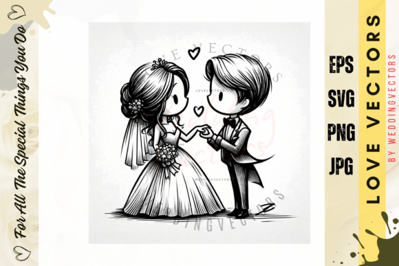 Wedding Couple and Love Vectors - C4025