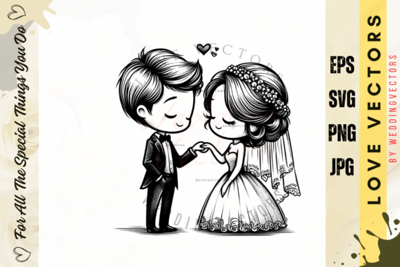 Wedding Couple and Love Vectors - C4049: Crafting Romantic Visuals