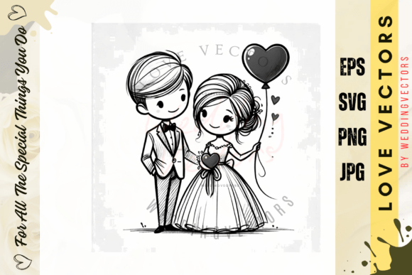 Wedding Couple and Love Vectors - C4050