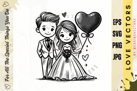 Wedding Couple and Love Vectors - C4199: A Designer's Guide to Romantic Graphics
