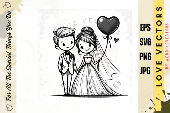 Wedding Couple and Love Vectors: The C3990 Collection